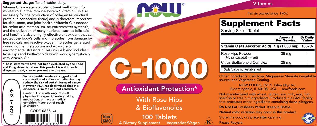 Vitamine C-1000/avec des hanches roses + bioflavonoïdes - 250 comprimés