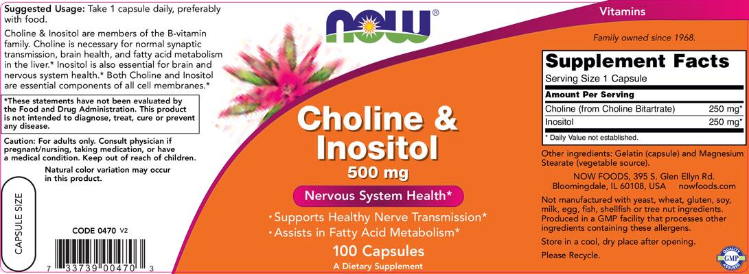 Choline et inositol 500 mg - 100 capsules