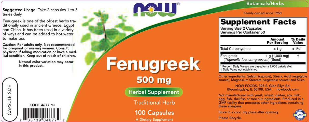 Fenugrec 500 mg - 100 capsules