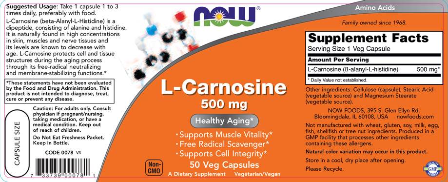 L-carnosine 500 mg - 50 capsules