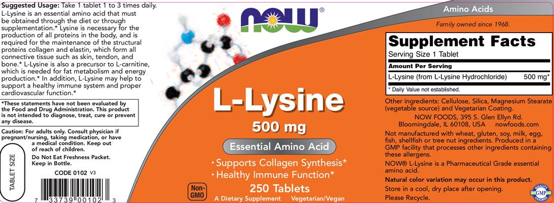 L-lysine 500 mg - 250 comprimés