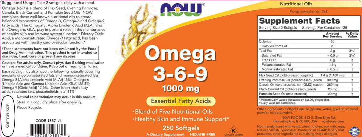 Oméga 3-6-9 1000 mg - 100 capsules de gel