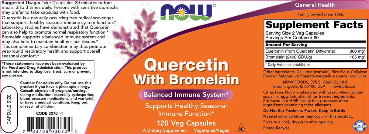 Quercétine avec bromélaïne - 120 capsules