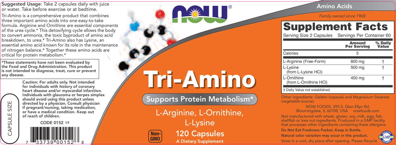 Tri-amino/l-arginine L-Ornithine L-lysine - 120 capsules
