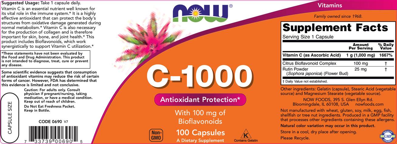 Vitamine C-1000/avec bioflavonoïdes - 100 capsules