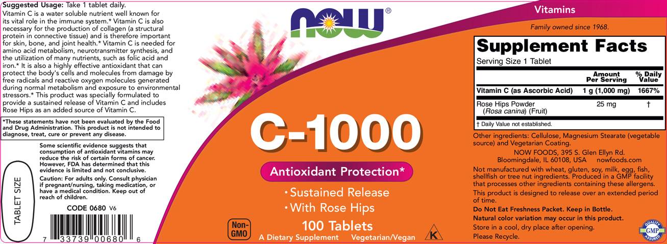 Vitamine C-1000 avec hanches roses/libération prolongée - 100 comprimés