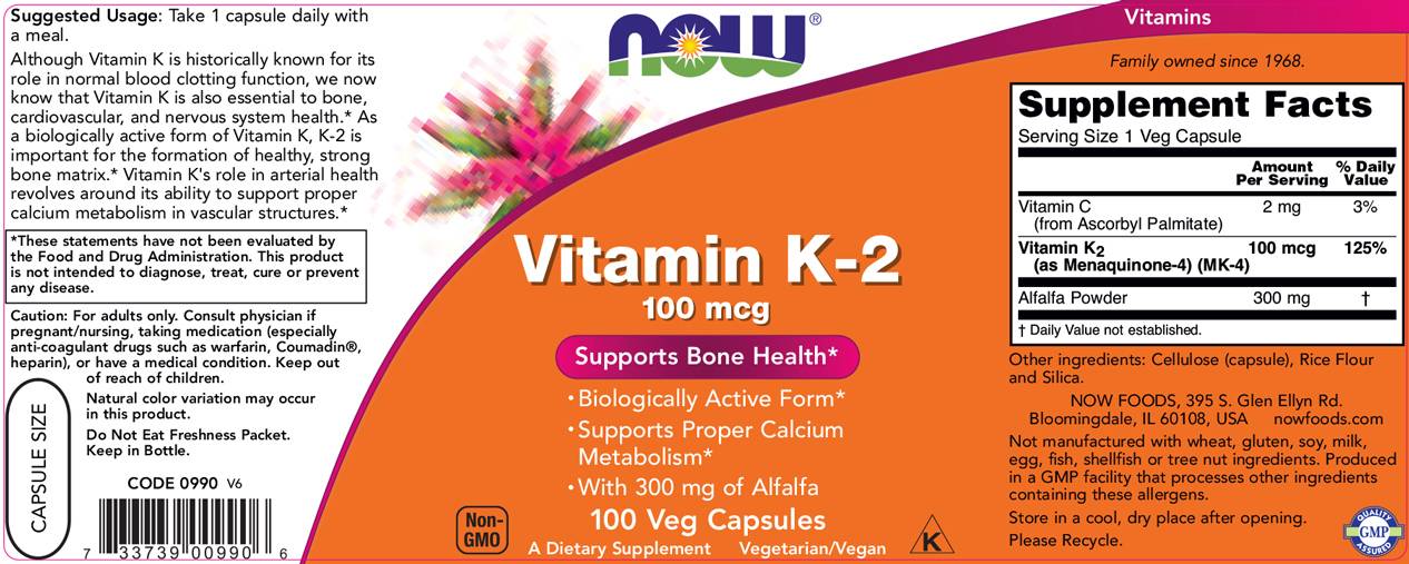 Vitamine K-2 100 MCG - 250 capsules