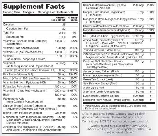 Sports actifs masculins multi-180 capsules de gel