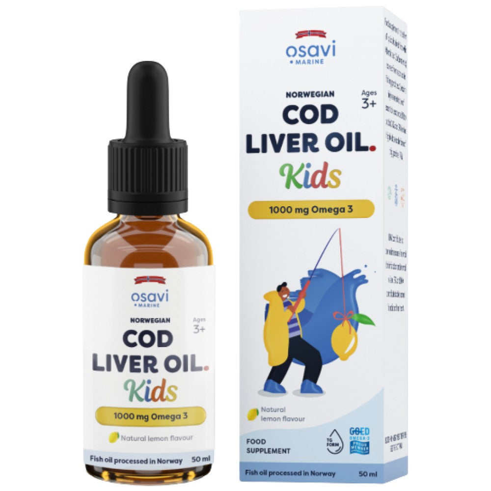 Norwegian mord foie huile kids | Gouttes oméga liquides à armature au citron - 50 ml
