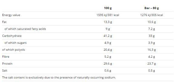 Barre protéique à faible teneur en glucides 30 24 x 80 grammes