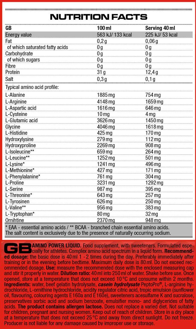 Liquide de puissance amino - 1000 ml