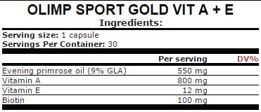 Gold Vit A + E - 30 capsules