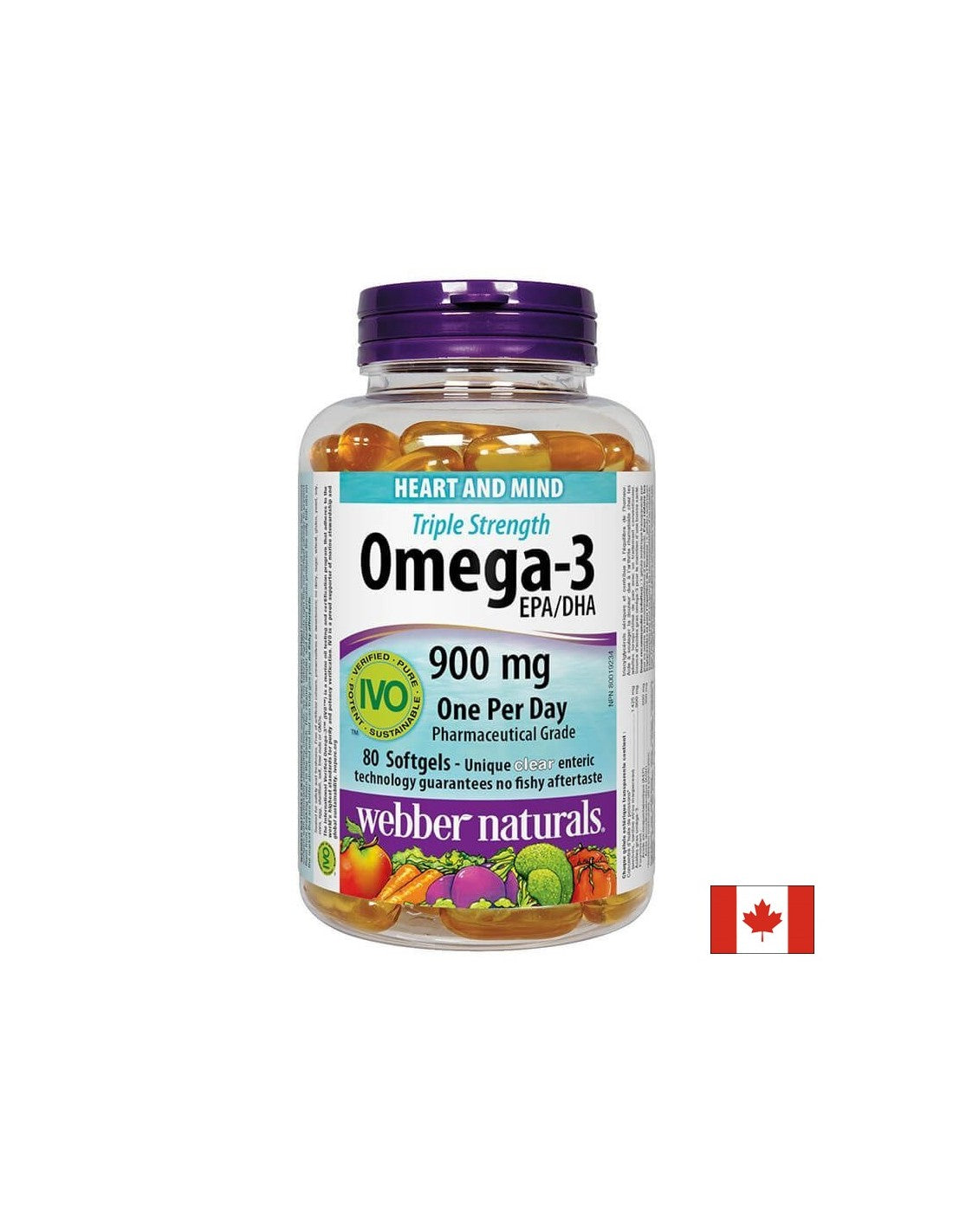 Oméga-3 Triple Force/Oméga-3 900 mg x 80 capsules molles <tc>Webber Naturals</tc>