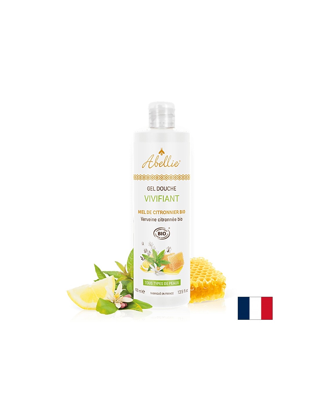 Gel de douche corporelle rafraîchissant, avec citron, miel, verveine de citron, 400 ml