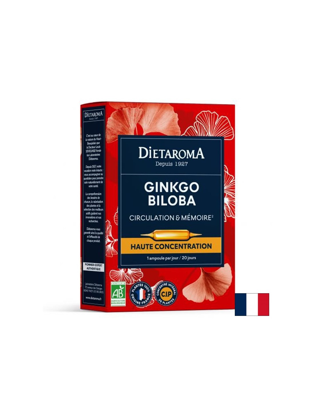 Mémoire et concentration - Ginkgo biloba, 20 ampoules à boire
