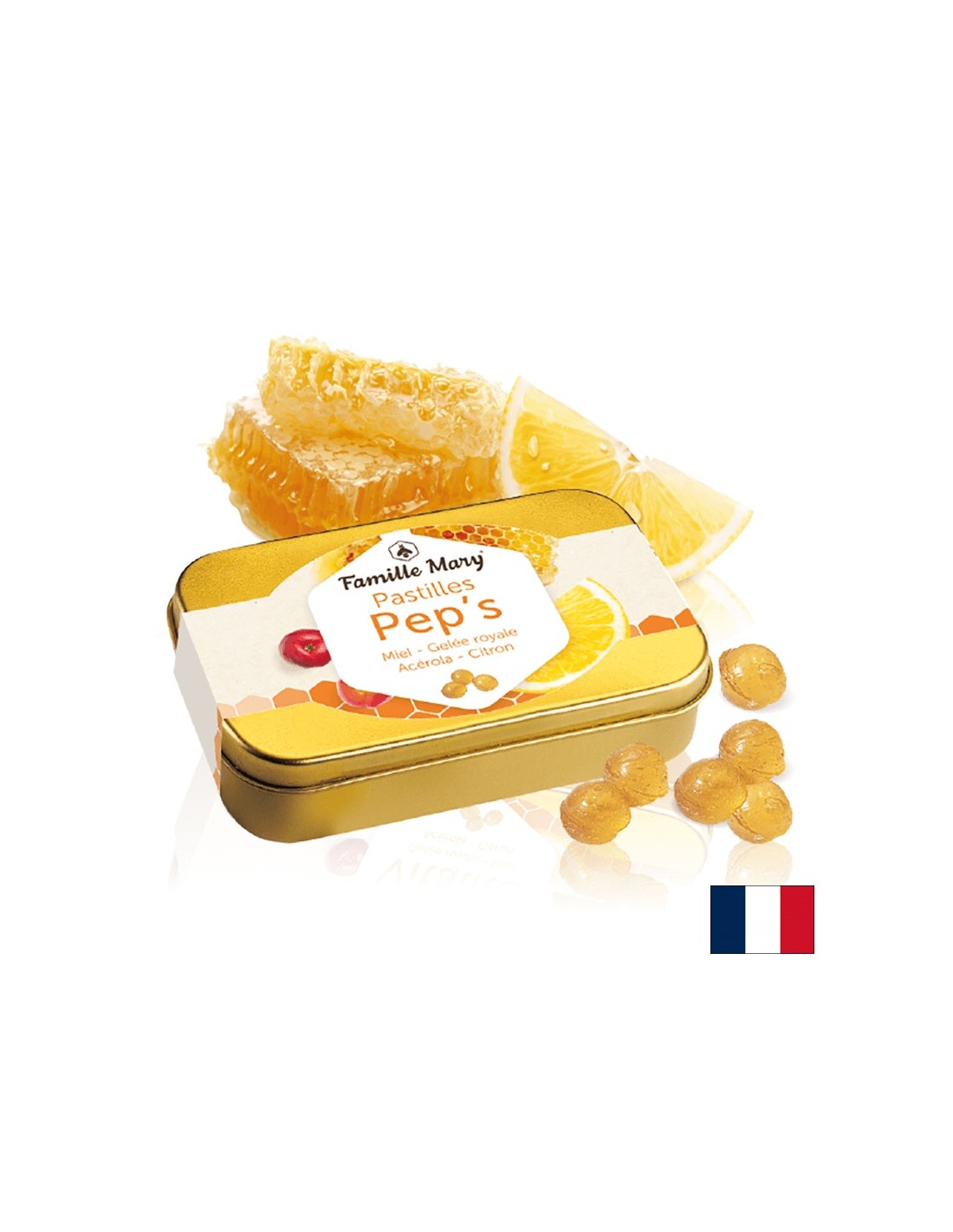 PEP'S LOZES POUR TONE ET VITALITÉ - HEURSES AVEC MIEL, ROYAL MELLY, ACEROLA ET Huile essentielle du citron, 60 g