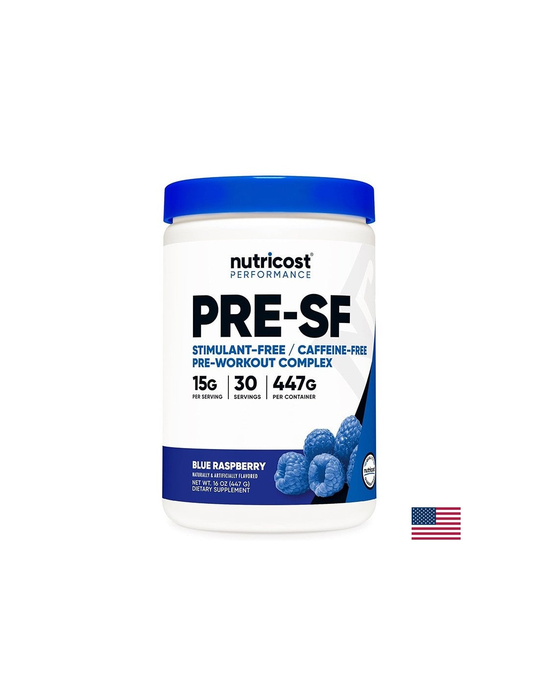 Complexe pré-entraînement pré-SF, poudre de 447 g, saveur de framboise bleue, 30 doses