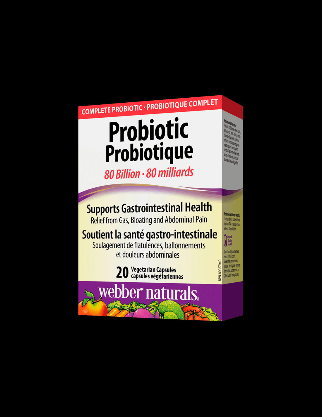 Probiotic 80 billion / Probiotic, 80 billion active probiotics, 20 capsules Webber Naturals - Nutra Best Europe