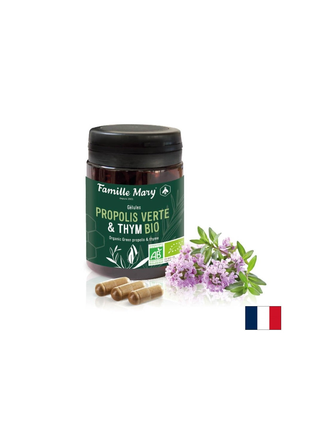 Propolis verte et thym bio/vert propolis et thym organique, 60 capsules Famille Mary