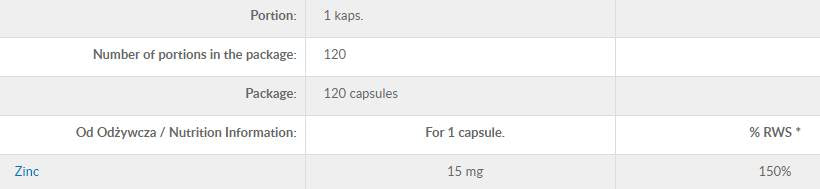 Capsules pure zinc 120