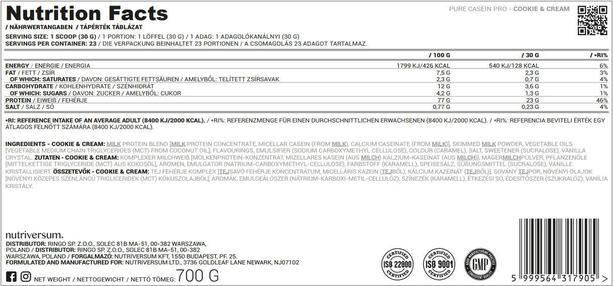 Casein Pro Pure - 500 grammes