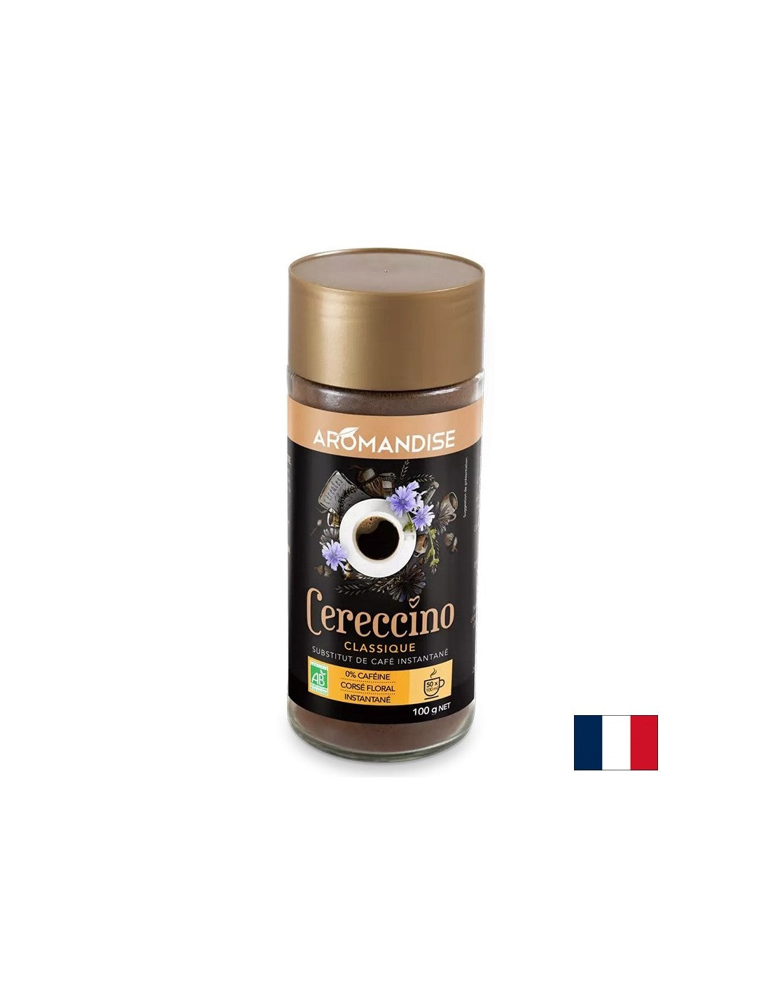 Café instantané (de la chicorée, seigle, orge, gland), décaféiné, 100 g