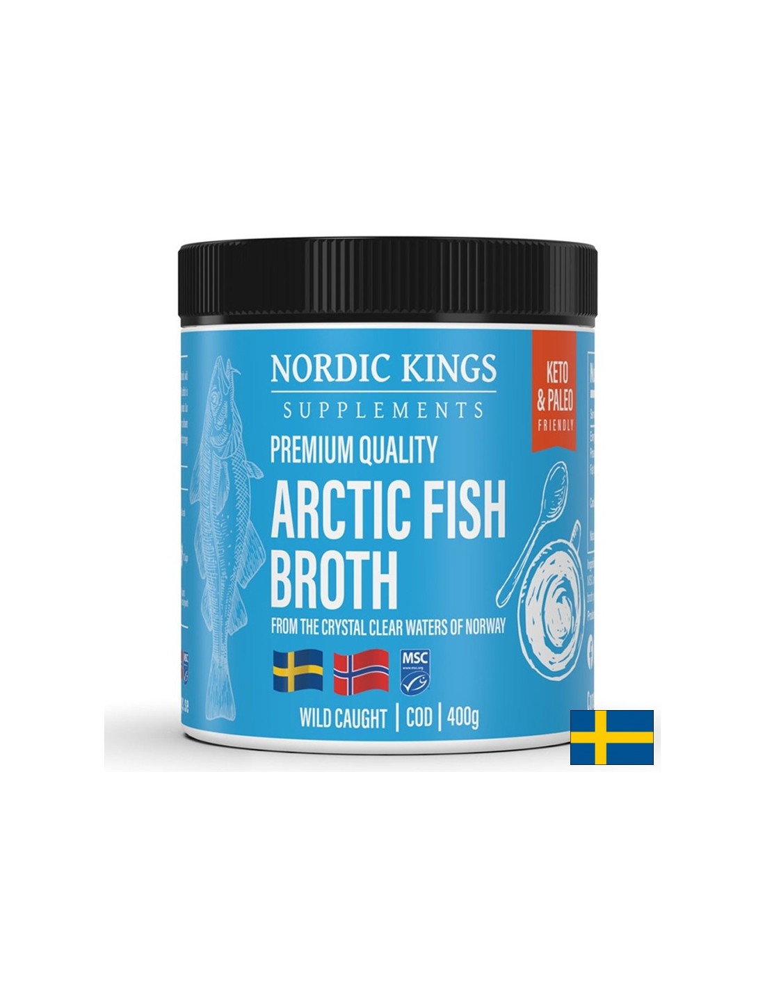Bouillon de poisson de l'Arctique (MSC), 400 g de poudre <tc>Nordic Kings</tc>