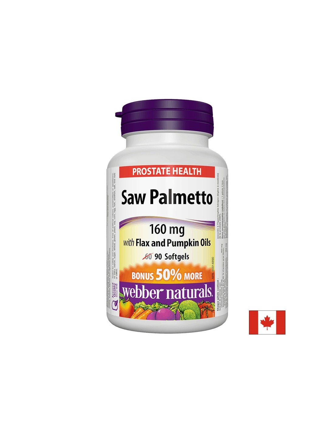 Palmetto scie avec des huiles de lin et de citrouille, 90 capsules de gégel-soft
