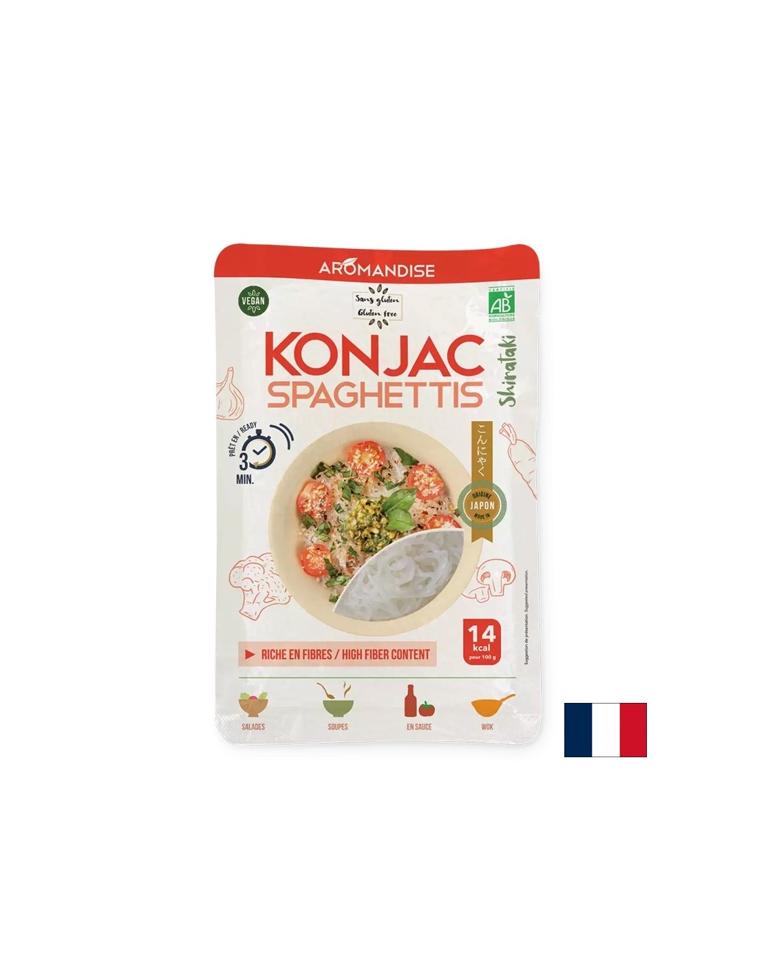 Spaghettis sans gluten alimentaire en konjac et farine de riz (shirataki) - 3 minutes de cuisson, 150 g
