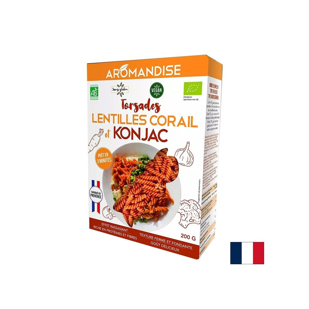 Fusilli alimentaire sans gluten - 3 minutes Temps de cuisson (à partir de la farine de konjac et des lentilles de corail), 200 g