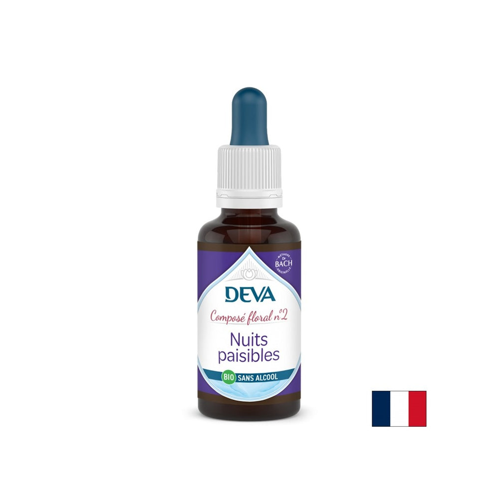 Nuits paisibles, essences florales, bach fleuris n ° 2 (sans alcool), 30 ml