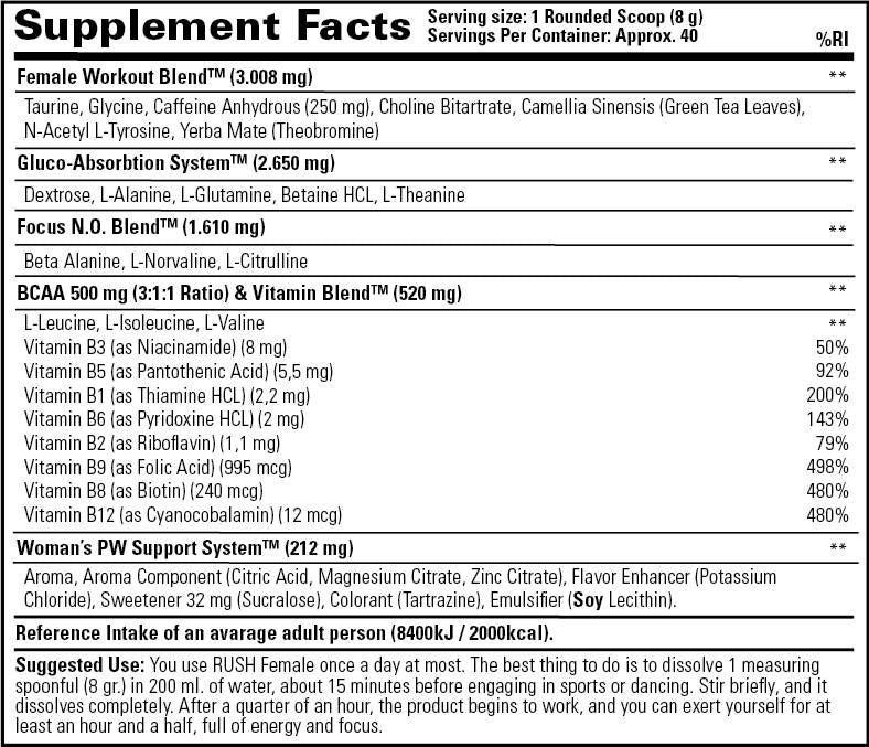 Rush femelle 320 grammes