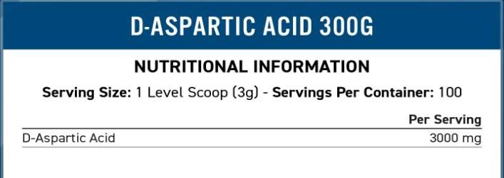 Poudre d'acide d-aspartique 3000 mg - 300 grammes
