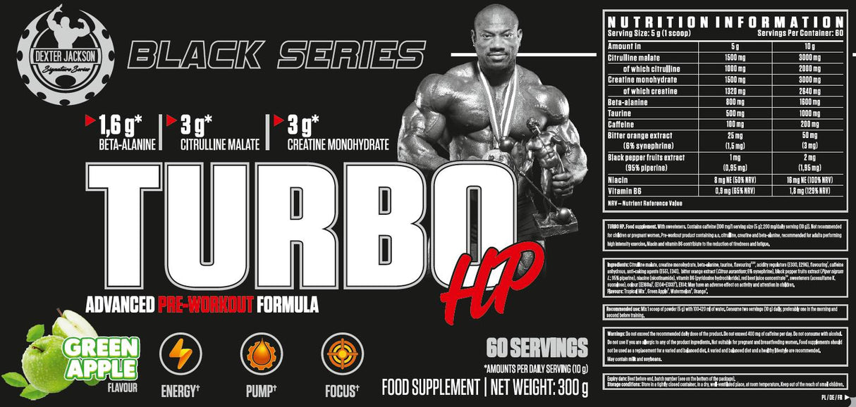 Série noire | Turbo HP Advanced Pre-Workout Formula - 300 grammes