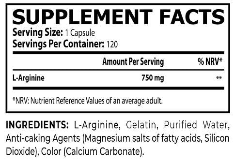 L-arginine 750 mg - 120 capsules