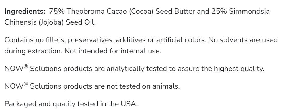 Beurre de cacao avec huile de jojoba - 184 grammes