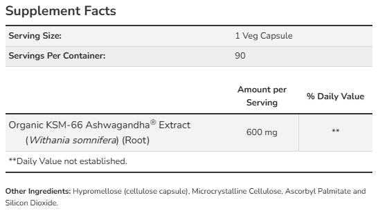 KSM-66 Ashwagandha® 600 mg - 90 capsules