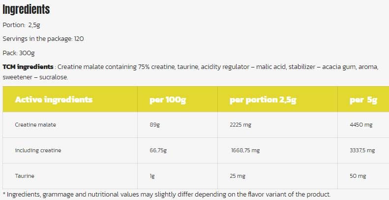 Poudre TCM | Tri Creatine Malate - 300 grammes