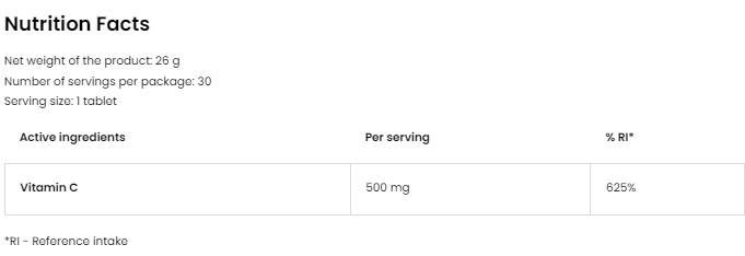 Vitamine C 500 mg - 30 comprimés