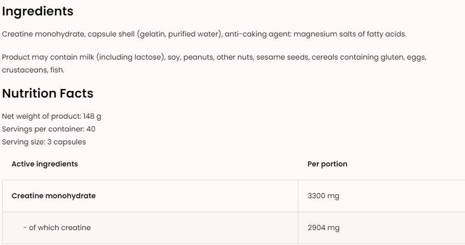 Créatine monohydrate 3300 - 400 capsules