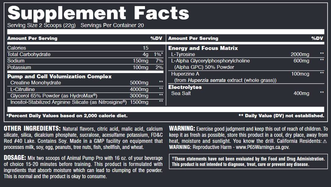 Animal Pump Pro - 440 grammes