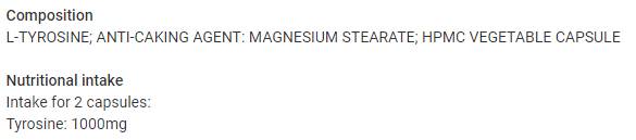 L-Tyrosine 1000 mg - 60 capsules