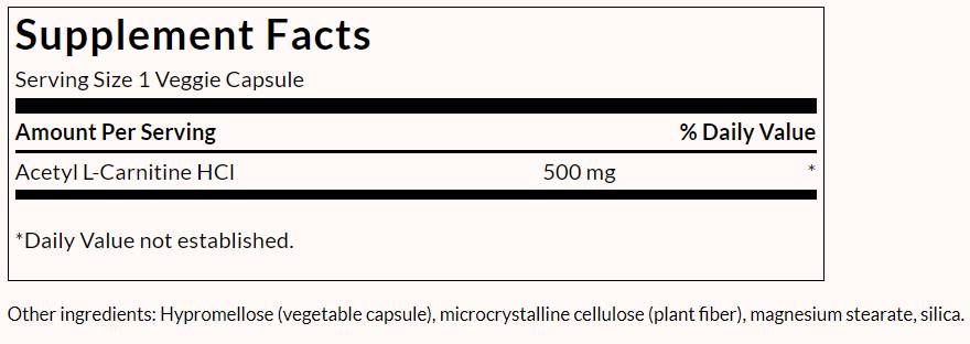 Acétyl L-carnitine 500 mg - 240 capsules