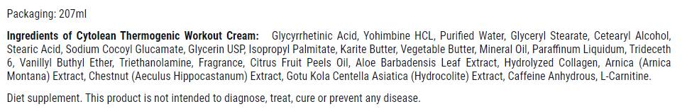 Crème d'entraînement thermogénique cytoléenne - 207 ml