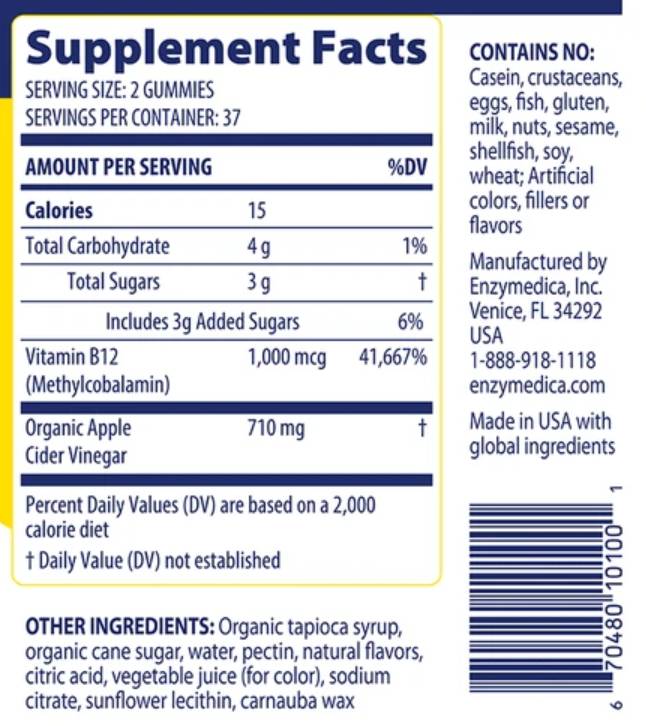Gummies de vinaigre de cidre de pomme - 74 Gummies