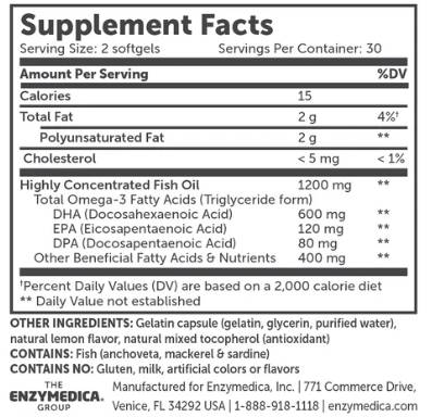 Aqua Biome Omega-3 Classic Strength 1200 mg - 60 capsules de gel