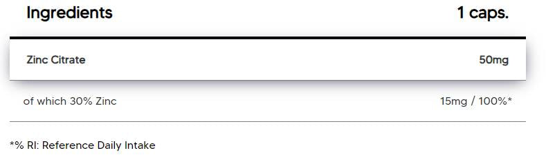 Citrate de zinc 50 mg 100 capsules