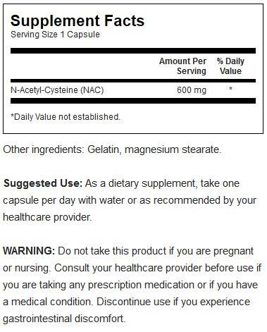 NAC NAC-acétyl cystéine 600 mg 100 capsules