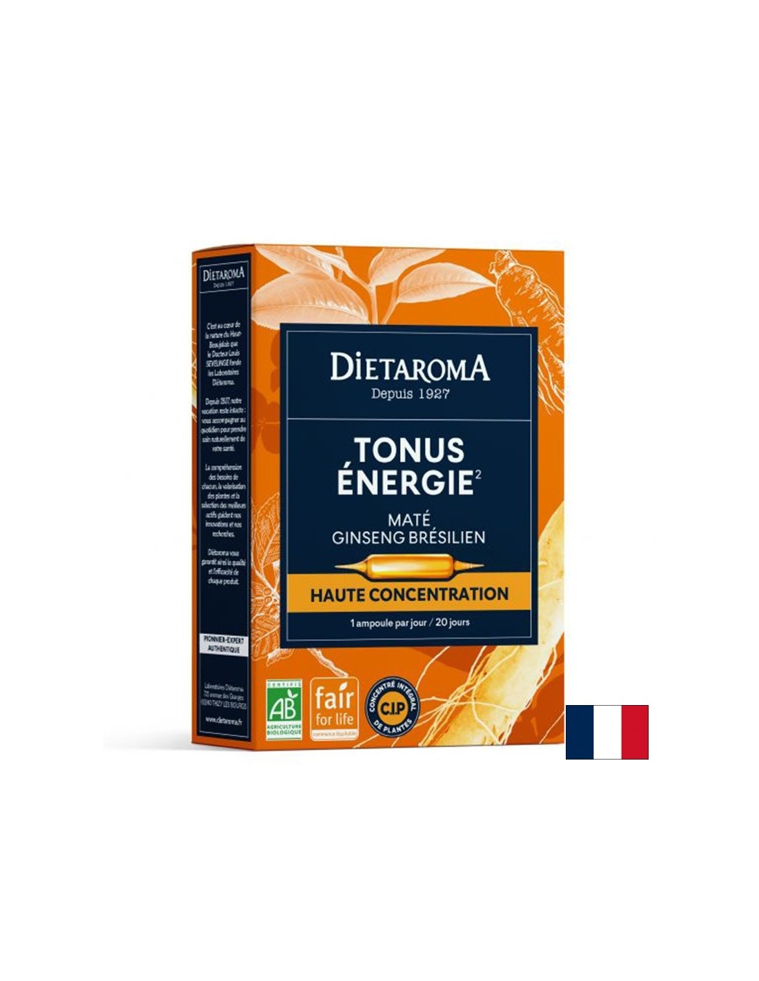 Ton et énergie (avec yerba mate, ginseng brésilien), 20 ampoules à boire