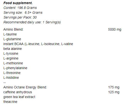 Octane amino + mélange d'énergie 196 grammes